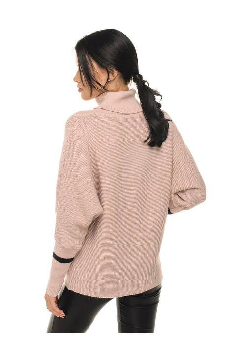 T-neck Knit Jumper Rose