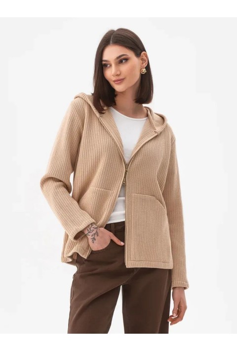 Knit Cardigan Zip Bleige