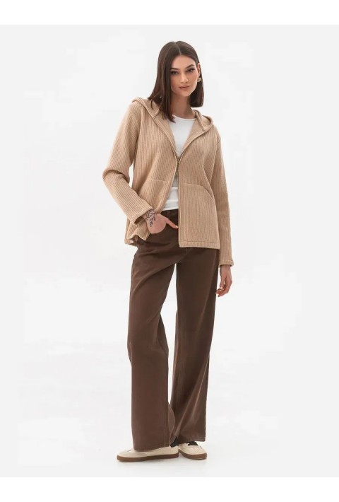 Knit Cardigan Zip Bleige