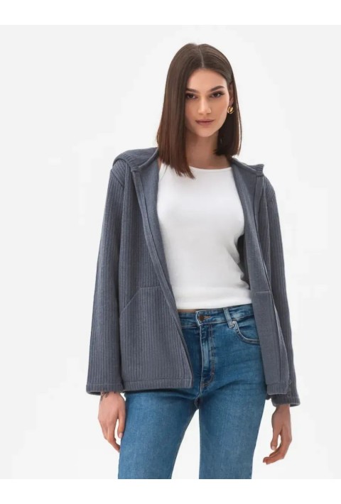 Knit Cardigan Zip Blå
