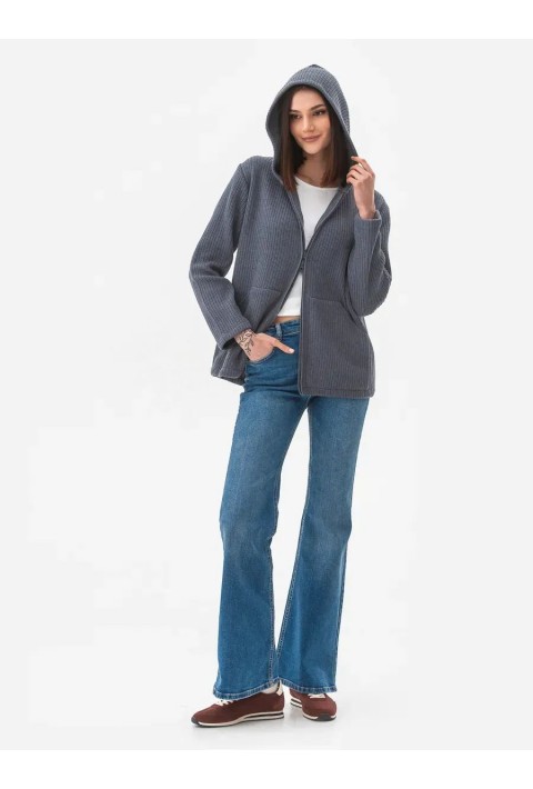 Knit Cardigan Zip Blå