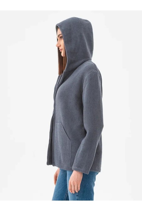 Knit Cardigan Zip Blå