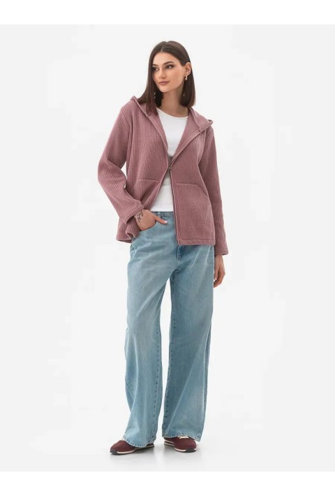 Knit Cardigan Zip Rose