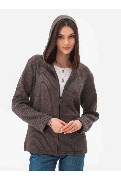 Knit Cardigan Zip Sand