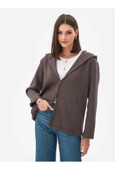 Knit Cardigan Zip Sand
