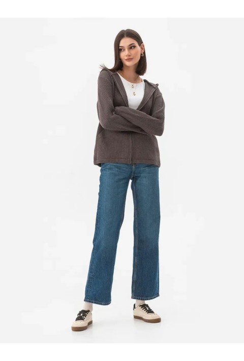Knit Cardigan Zip Sand