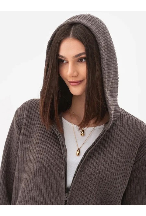 Knit Cardigan Zip Sand